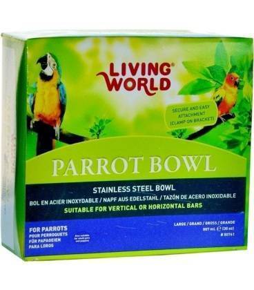 Comedero Acero Inoxidable 850g para Loros Living World